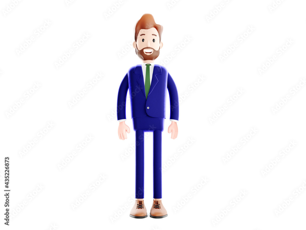 Cartoon character businessman. 3d illustration