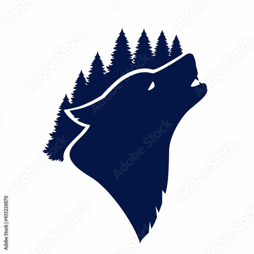 Silhouette of a wolf in the forest