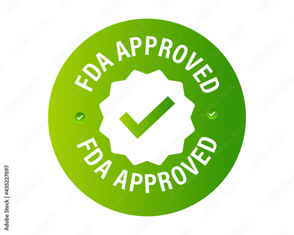 FDA approved vector icon with tick mark, green in color FDA approved vector icon with tick mark, green in color