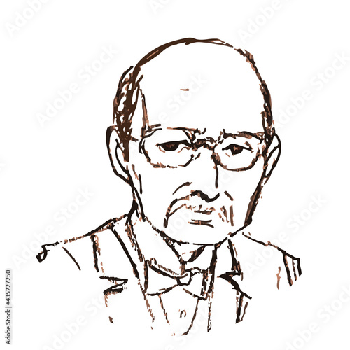 マックス・プランク_Max Karl Ernst Ludwig Planck_偉人_セピア_イラスト_単色_白黒_物理学_物理学者_ドイツ_人物_ベクター_カット_挿絵