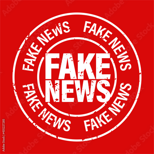 fake news vector icon isolated on red background
