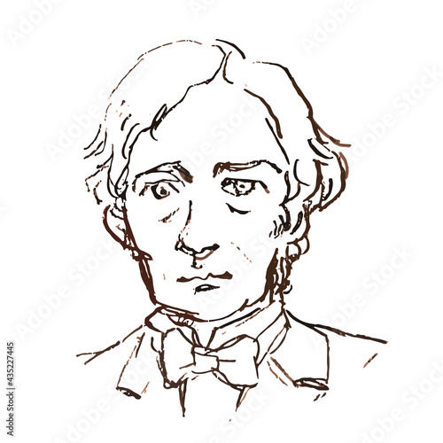 マイケル・ファラデー_Michael Faraday_偉人_セピア_単色_イラスト_白黒_物理学_物理学者_イギリス_人物_ベクター_カット_挿絵