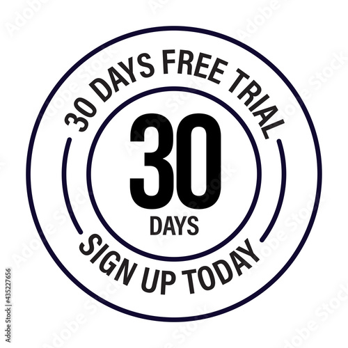 30 days free trial vector icon, black in color