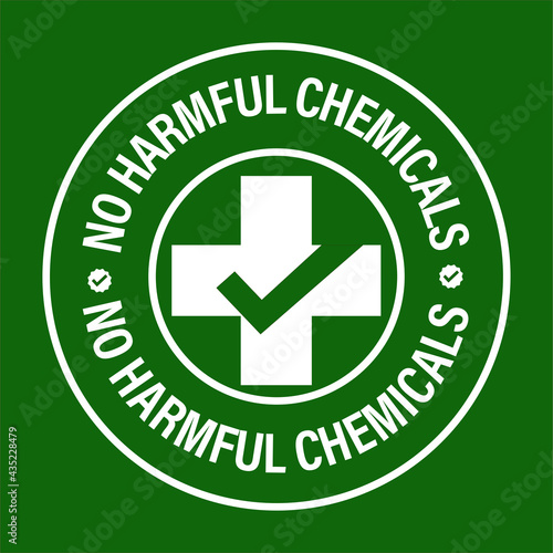 no harmful chemicals added vector icon with cross and tick mark, white in color