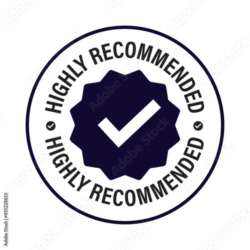 highly recommended vector icon with tick mark