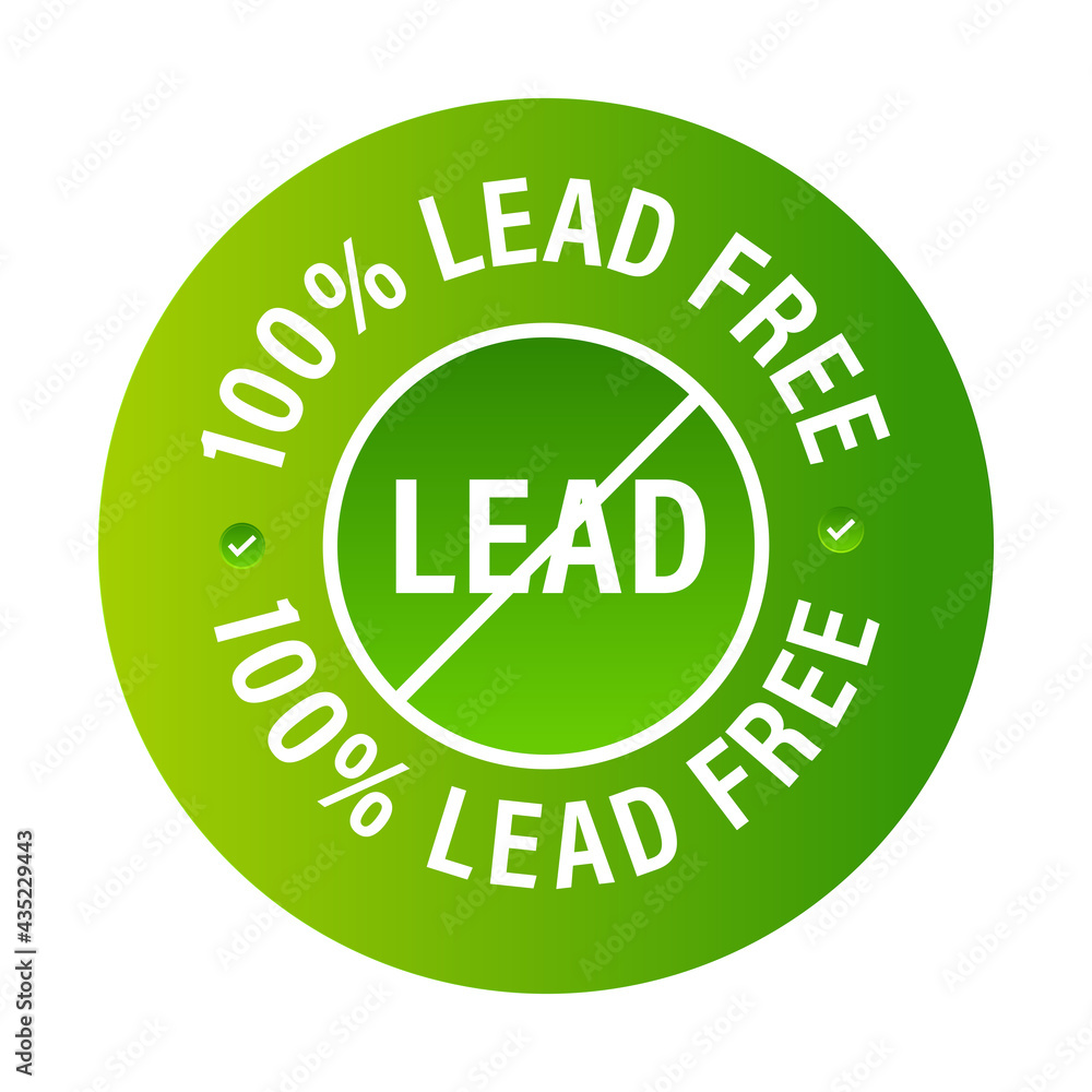 100% lead free vector icon, green in color Stock Vector