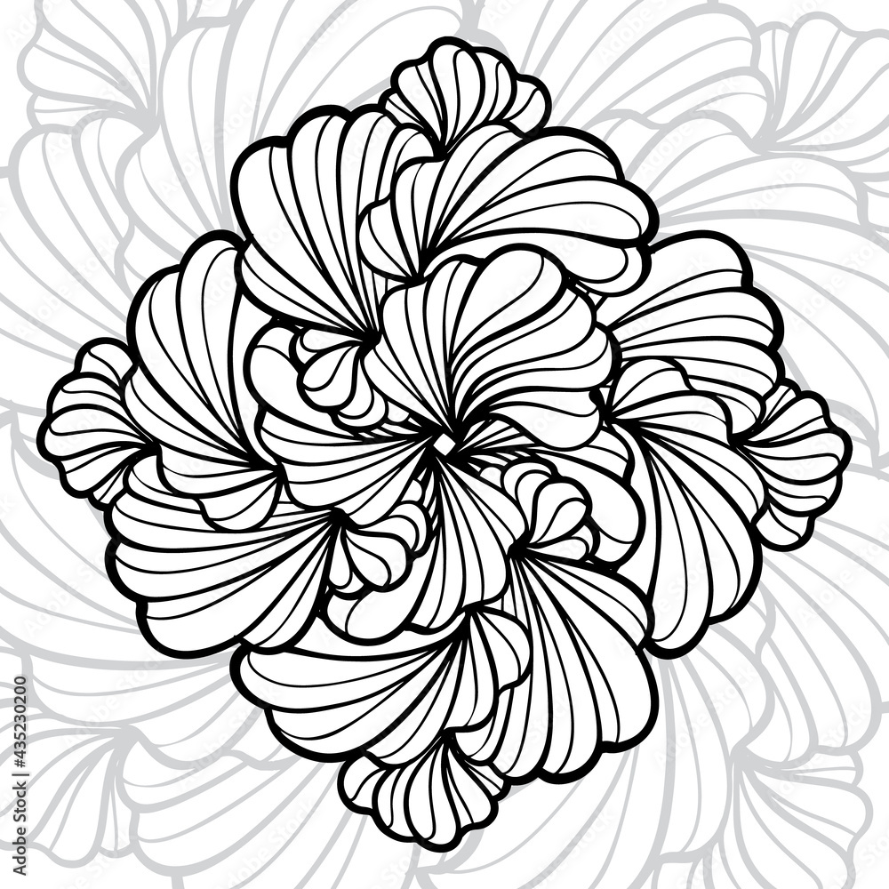 Vector abstract black and white floral square motif Vector abstract black and white floral square motif
