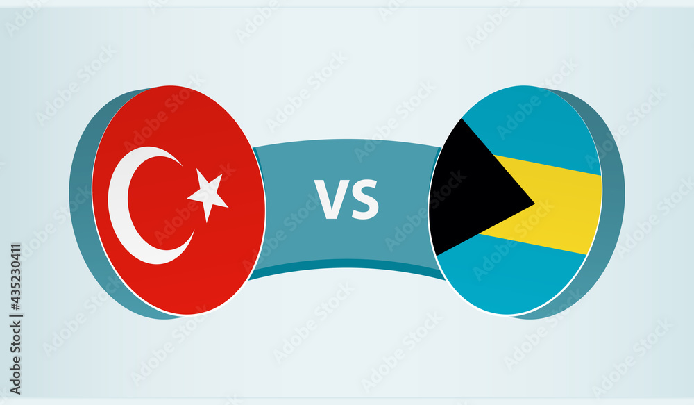 Turkey versus The Bahamas, team sports competition concept. Turkey versus The Bahamas, team sports competition concept.