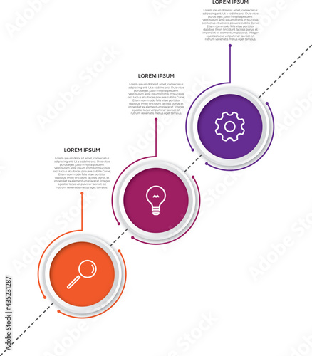 Vector Infographic Company Milestones Timeline Template. Abstract business infographics template with circles on timeline diagrams in white color background.