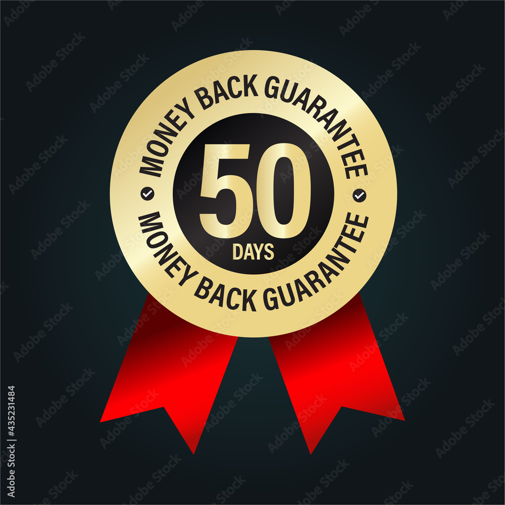 Fototapeta premium 50 days money back guarantee, golden premium vector badge