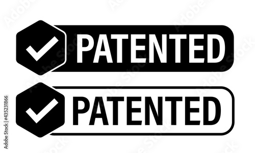patented vector icon with tick mark 