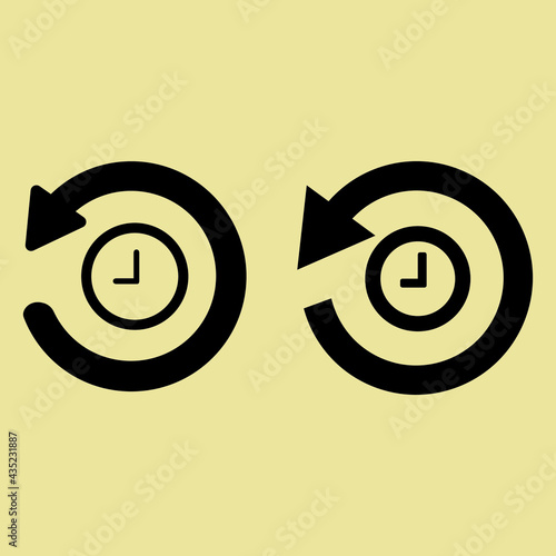 History, clock with arrow around circular line icon. Round  sign. Flat style vector symbol. Icon set