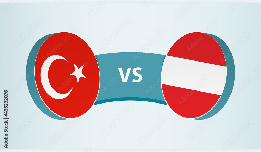Turkey versus Austria, team sports competition concept. Turkey versus Austria, team sports competition concept.
