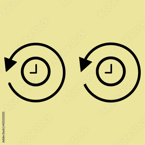 History, clock with arrow around circular line icon. Round  sign. Flat style vector symbol. Icon set