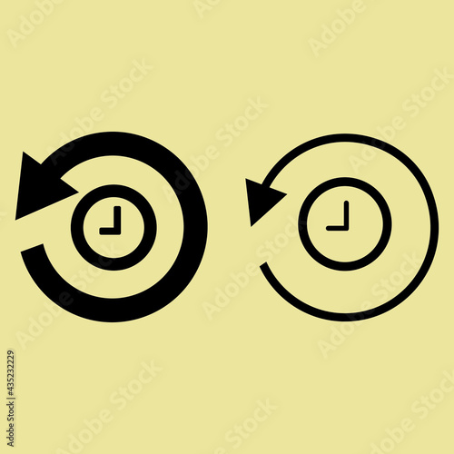 History, clock with arrow around circular line icon. Round  sign. Flat style vector symbol. Icon set