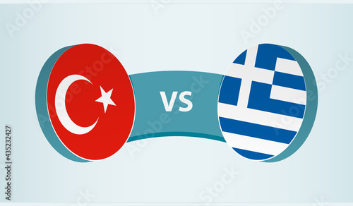 Turkey versus Greece, team sports competition concept.