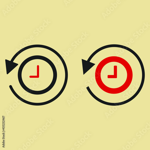 History, clock with arrow around circular line icon. Round  sign. Flat style vector symbol. Icon set