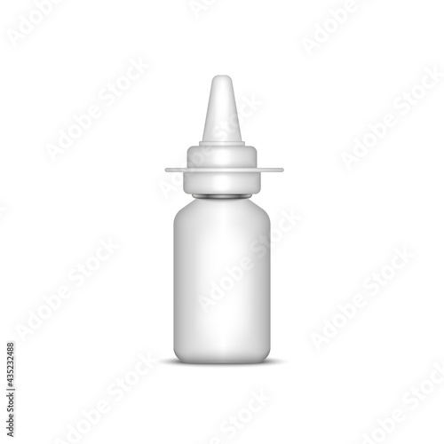 Nasal aerosol spray realistic blank white 3d vector balloon medical mockup isolated on white background