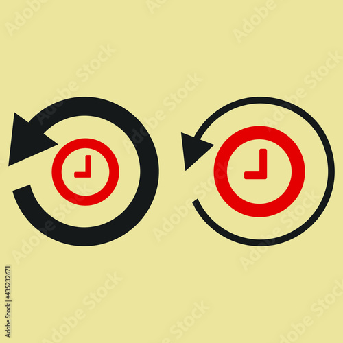 History, clock with arrow around circular line icon. Round  sign. Flat style vector symbol. Icon set