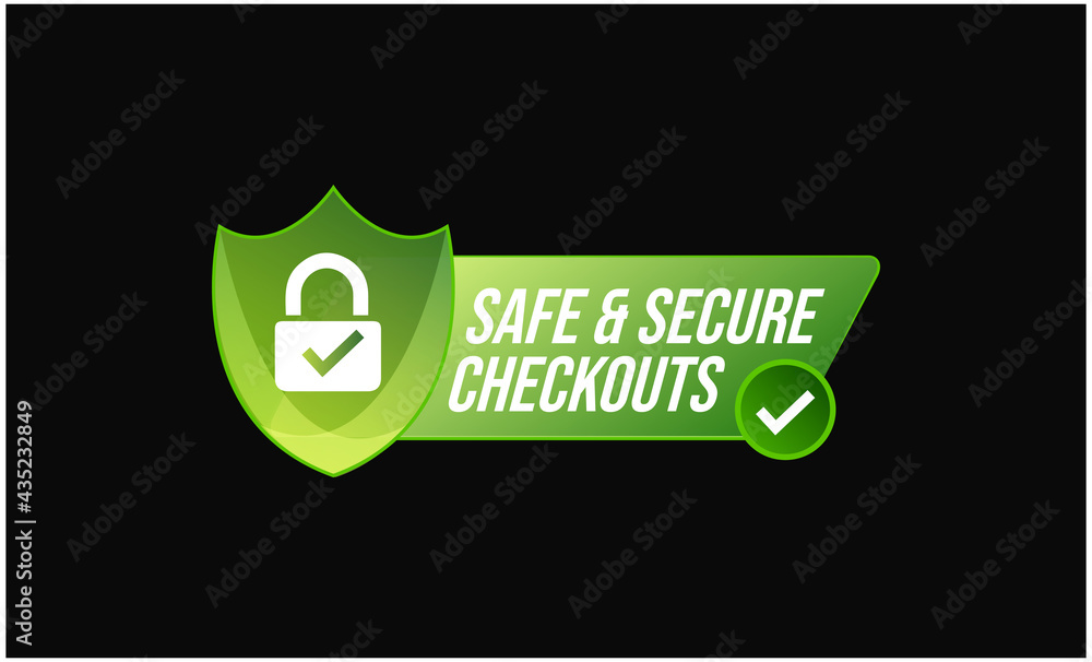safe and secure check out vector icon. safe shopping abstract. security  - obrazy, fototapety, plakaty 