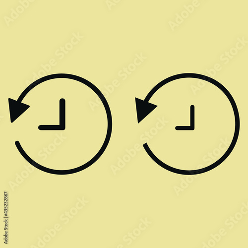 History, clock with arrow around circular line icon. Round  sign. Flat style vector symbol. Icon set