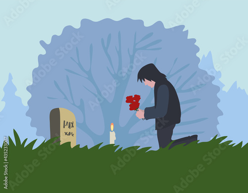 Lost Heart Illustration Man in cemetery