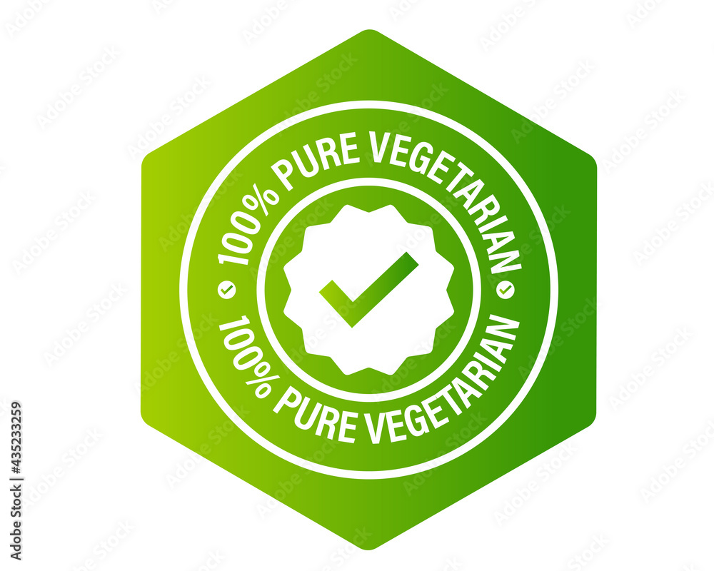 100% pure vegetarian product vector icon, green in color 100% pure vegetarian product vector icon, green in color