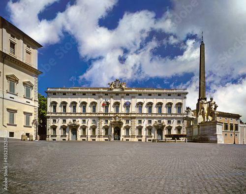 Rome, View to the Quirinal Square with the obelisk and the Palazzo della Consulta