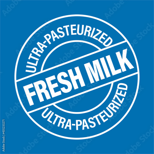ultra pasteurized, fresh milk vector icon isolated on blue background