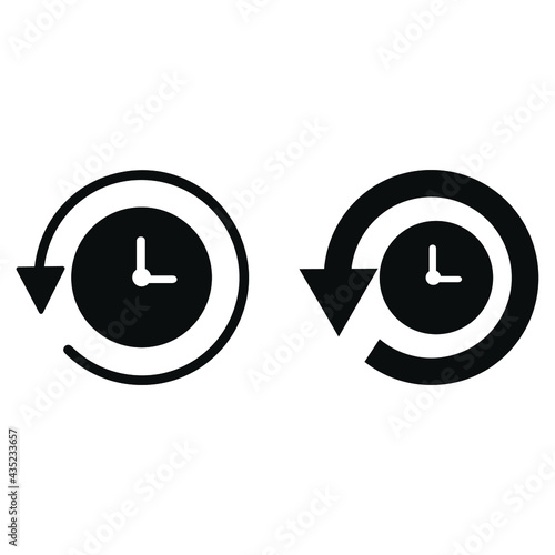 History, clock with arrow around circular line icon. Round  sign. Flat style vector symbol. Icon set