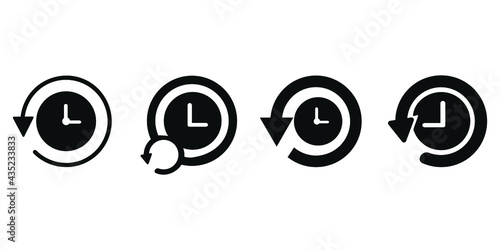 History, clock with arrow around circular line icon. Round  sign. Flat style vector symbol. Icon set
