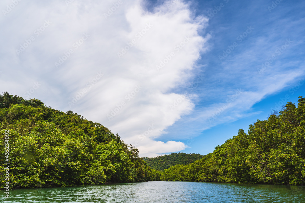 Klong Chao river on koh kood island at trat thailand.Koh Kood, also known as Ko Kut, is an island in the Gulf of Thailand Klong Chao river on koh kood island at trat thailand.Koh Kood, also known as Ko Kut, is an island in the Gulf of Thailand