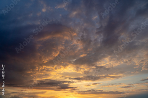 beautiful sunset over the river with orange colors