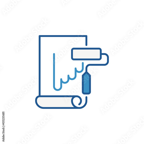 Paint Roller and Wallpaper vector colored concept icon