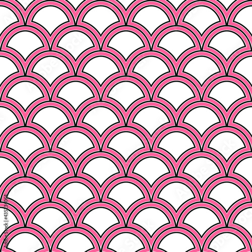 Pink and black bold scallops pattern design