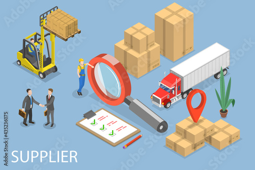 3D Isometric Flat Vector Conceptual Illustration of Supplier Management, Global Logistics and Distribution photo