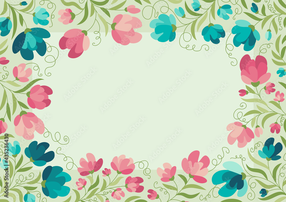 Summer flowers - vector frame, poster, banner, card, template. Summer mood. 