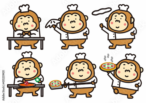 ピザを作るゴリラのコックさんポーズ集