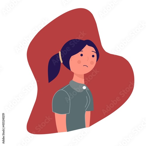 Flat Ilustration character of madness and sad girl avatar background.