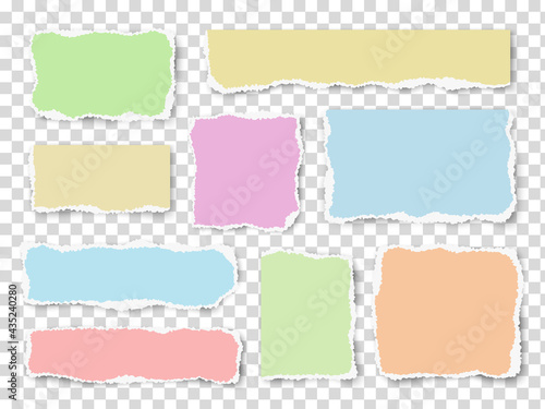 Set of paper scraps of different shapes and different colors  isolated on transparent background