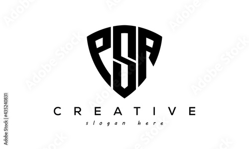 PSA letters creative logo with shield	