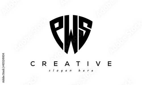 PWS letters creative logo with shield	 photo