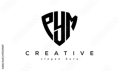 PYM letters creative logo with shield	 photo