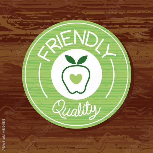 friendly quality seal stamp with apple