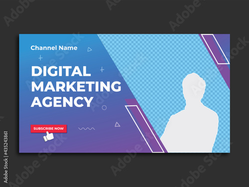 Editable Digital marketing agency and corporate youtube thumbnail or web banner template.