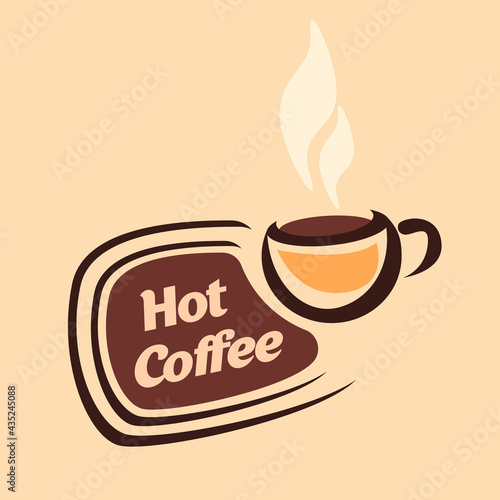 Hot coffee. Vector sticker