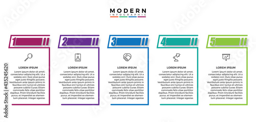 Timeline info graphics design vector and marketing icons can be used for workflow layout, diagram, annual report, web design. Business concept with 5 options, steps or processes.