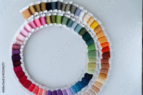 Obraz na płótnie Word DIY world made of colorful bobbins, treads. Do it yourself concept. Sewing, hobby w salonie