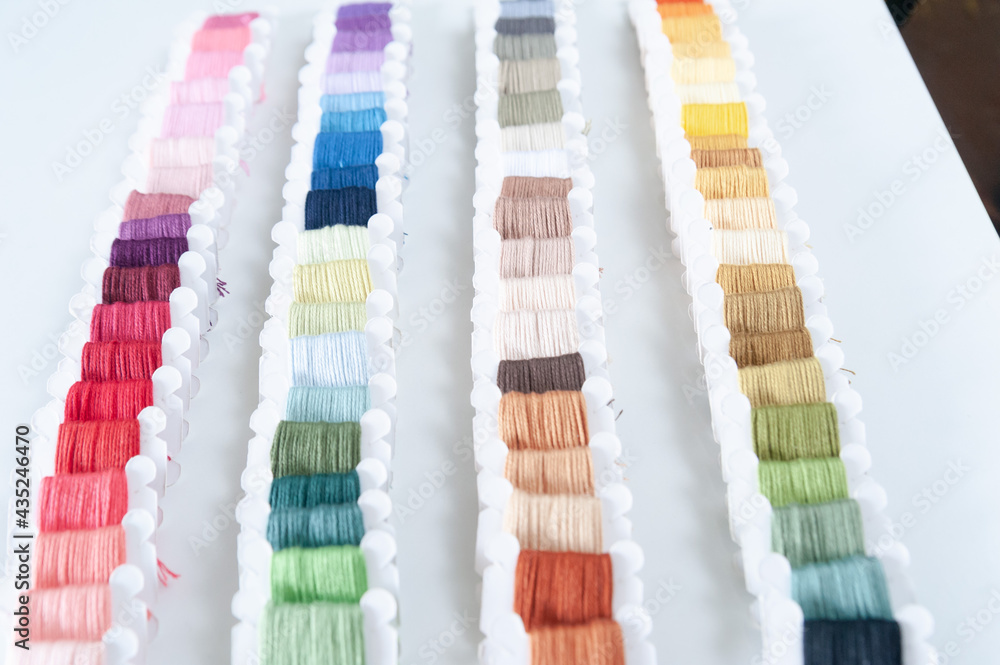 Word DIY world made of colorful bobbins, treads. Do it yourself concept. Sewing, hobby