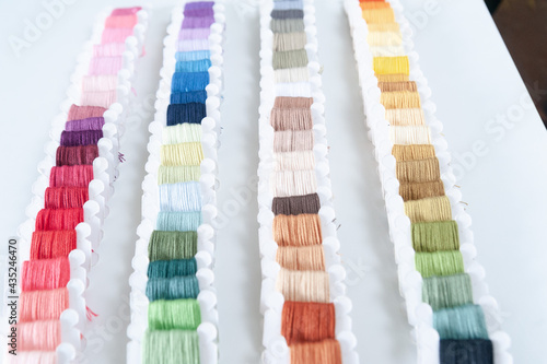 Obraz na płótnie Word DIY world made of colorful bobbins, treads. Do it yourself concept. Sewing, hobby w salonie